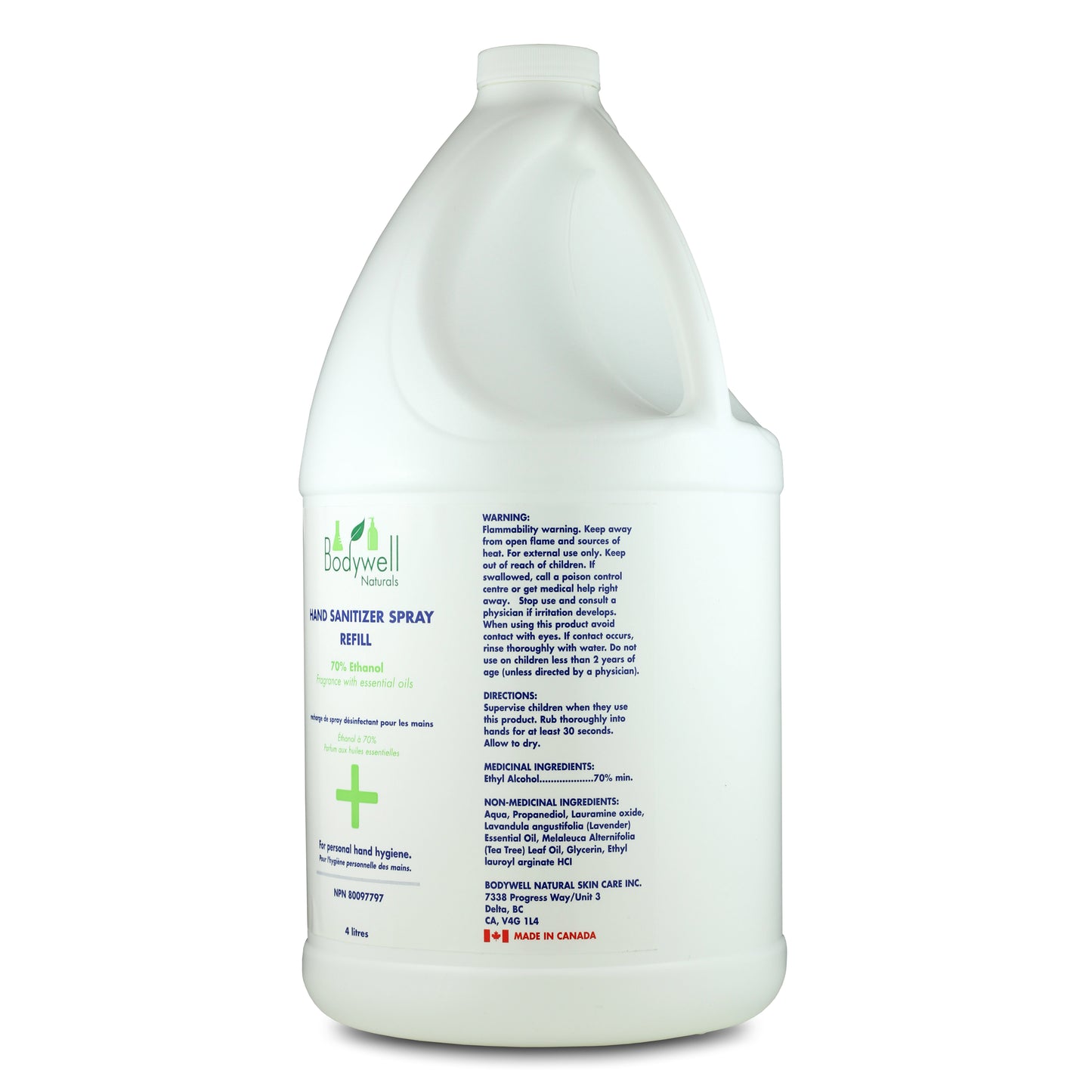 Hand Sanitizer Spray With Essential Oils (4 Litre Jug For Refills)