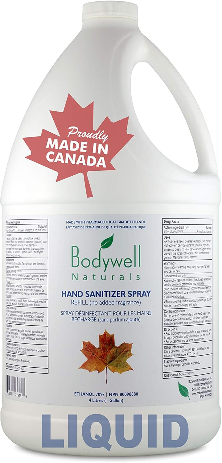 Hand Sanitizer Spray No Added Fragrance Liquid (4 Litre Jug for Refills)